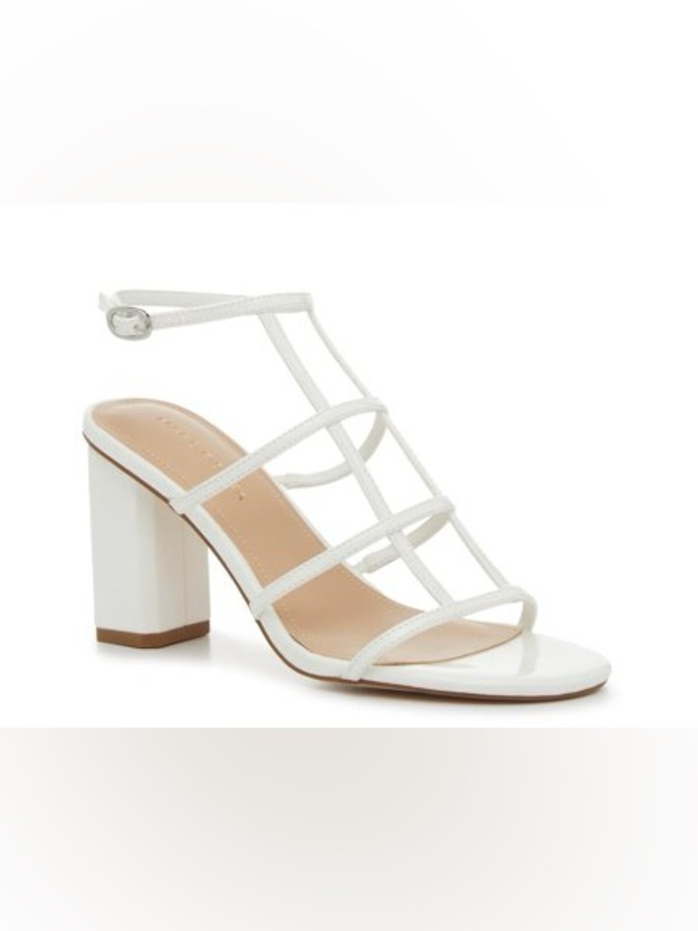 Marc Fisher White Multi-Strap Block Heel Sandal